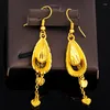 Dangle Earrings Grace Luxury 18K Pure Gold Antique Car Flower Heart For Women Bride Wedding Engagement Fine 999 Jewelry Gifts