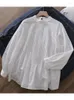 Blusas de mujer Lamtrip Boutique Lolita plisado flores pequeñas bordado volantes cuello blanco algodón camisa blusa 2023