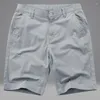 Men's Shorts 2023 Summer Man Fashion Solid Color Casual Men's Knee Length Beach Male Size Loose Pockets G19