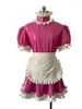 Casual Dresses Women PVC Maid Costume Vinyl Uniform Short Puff Sleeves Gothic Lolita Punk Dress With Apron Sexy Cosplay