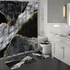 Douche gordijnen zwart goud marmeren douchegordijn set badmatten tapijten crack inkt textuur luxe abstracte decoratieve stenen print badkamer gordijnen 230322