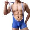 Underskjortor män stretch tight unitard leotard sexig brottning singlets neddies kroppskläder underkläder gay spänning jockstrap jumpsuit