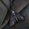 Pendentif Colliers Vintage Tête De Mort Crâne Papillon Papillon Collier Pour Homme En Acier Inoxydable Punk Bon Détail Animal Amulette Bijoux GiftPendan