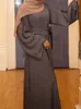 Vêtements ethniques Automne Femmes Élégantes Robe Musulmane Abaya Kaftans Casual Maroc Robes Femme Dubaï Turquie Islam Robe Longue Robe Femme Vestidos 230322