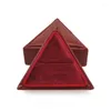 Jewelry Pouches Hexagon Velvet Ring Bearer Box Premium Vintage PU Triangle Single Display Holder With Detachable Lid For Proposal Wedding