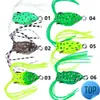 1 Pcs New Style 4cm 3.5g Frog Lure Soft Tube Bait Plastic Fishing Lure with Fishing Hooks Topwater Ray Frog Artificial 3D Eyes