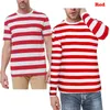 Heren t-shirts gestreepte shirt van heren Waldo rood gestreepte shirts Pugsley addams zwart-witte streep t-shirt Halloween Come Lounge top tee w0322