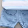 Conjuntos de roupas ienens Roupas de bebê conjuntos de shorts listrados de verão Roupa de roupas infantis ternos infantis infantis de meninos casuais roupas de manga curta 230322
