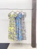 Vestidos casuais Coréia do sul portão East Pastoral Ins Summer Summer Flower Bubble Retro Design Strap Long Dress