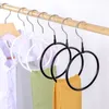 Storage Rack Hooks Metal Silk Scarf Hanger Round Ring Organizer Toroidal Circle Garment Belt Tie Towel Clothes Shelf Holder