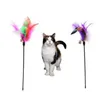 Christmas Cat Toys Kitten Pet Teaser 38cm Turkey Feather Interactive Stick Toy With Bell Wire Chaser Wand Wholesale fy3469