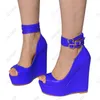 Olomm Handgemaakte Vrouwen Platform Pumps Enkelbandje Gesp Wiggen Hakken Peep Toe Geel Groen Casual Schoenen Vrouwen Plus Amerikaanse maat 5-20