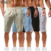 Pantalones cortos para hombre Pantalones cortos de lino y algodón para hombre, pantalones cortos de lino de Color sólido transpirables informales de verano, pantalones cortos de calle para Fitness 230322