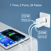 Höghastighet snabb snabb 20W 12W väggladdare EU US UK AC Home Travel 2Ports PD Charger Adapter för iPad iPhone 12 13 Pro Max Samsung HTC Android -telefon