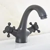 Rubinetti del lavandino da bagno olio strofinato bacino di bronzo bacino mixer a doppia maniglia della testa a croce e acqua fredda NSF824