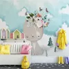 Wallpapers Benutzerdefinierte große 3D-Po-Tapete Nordic Modern Cartoon Kätzchen Blume Kinderzimmer Hintergrund Wanddekoration Tuch