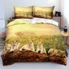 Bedding sets Black Lion Duvet Cover Bed Sheet Pillow Three-Piece Bedding Set 230321