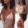 Abiti casual Backless Strap Satin Sexy Women Scollo a V Corto Halter Sash Dreses Party Clubwear Bodycon senza maniche Vestidos Style