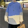 Maglioni da uomo Maglione alla moda da uomo di alta qualità Taglia oversize Plus Spessore Inverno Caldo Casual Colletto tondo Colore Patchwork Pullover