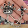 Broches Angel Wing Cross Crown Broche Creative Men Chain Tassel Badge Pins For Jewelry Accessories