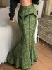 Rokken Goth Dark Fairycore Grunge Vintage Groene Zeemeermin Rokken Gothic Esthetische Hoge Taille Vrouwen Sexy Lange Rok Ruches Slim Partywear 230322