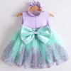 Baby Mädchen Kleider Medium Kinder Prinzessin Kleid Spitze Kontrast Farbe 2023 Frühling Sommer Rock Kleid Kinder Kleidung 0-7T 27 Stile