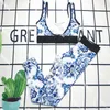 Blue Wit Porselein Tracksuits Ins Ins Fashion Vandded Sport Vest Leggings Set Quick Dry Dprinted Sportwear For Women