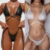 Women's Swimwear Mini Black Tankini Printed Swimsuit Low Waist Thong Padded Bikini Bathing Suits Bandage Micro Beachwear