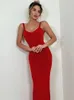 Party Dresses Mozision Metal Chain Backless Maxi For Women Robe New Spaghetti Strap ärmlös Ruched Club Long Vestido Y2303