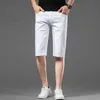 Denim White Shorts Versão coreana masculina Slim Fit Straight Barrel Pants Luz de luxo de luxo Elastic Casual