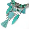 Choker Colors Bohemian Fashion Statement Necklace Rope Leather Chain Resin Beads Natrual Stone Feather Tassel Women Jewelry Chokers