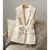 Women's Vests Women's Spring Autumn Solid Color Suit Vest Female Loose Blazer Vest Jackets Ladies Loose Casual Sleeveless Coats J155 230322