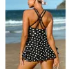 Sukienki swobodne kobiety seksowne szelki v szyi kropki drukowane sukienka plus size z tyłu 2024 Summer Loose Ultrashort Mini Beach