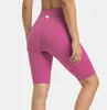 Ll shorts de yoga esportes femininos sem costura quinta calças de cintura cruzada correndo fitness elástico ginásio roupa interior treino leggings curtos ll952