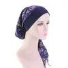 Hair Clips Muslim Flower Turban Long Tail Chemotherapy Cap Irate Hat Elastic Braided