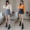 Skirts Plaid Skirt Shorts Women Winter Wool Pleated Skirt Korean Fashion Irregular A Line High Waisted Jupe Package Hip Skirts 230322