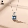 Hanger kettingen orsa juwelen blauwe kristallen ketting voor vrouwen 925 zilveren hanger ketting vrouwelijk uitstekende romantische fijne sieraden ketting swn01 z0321