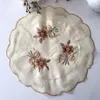 Table Napkin 6 Pcs Round Embroidery Lace Placemat Home Non-slip Heat Insulation Furniture Decoration Cup Mats