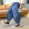 Джинсы свободные детские весенние осенние джинсы брюки для мальчиков детские брюки для подростков подарок на открытом воздухе высокий качество 230322