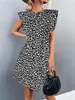 Casual Dresses 2023 Spring and Summer Round Neck Flying Sleeves Sleeveless Vintage Leopard Print Printed Dress