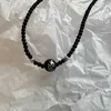 Colares de pingentes Harajuku Dragon Padrão Black Onyx Molclace para homens Trendência vintage y2k Egirl preto ágata com miçanga no pescoço Z0321