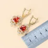 Наборы свадебных ювелирных украшений наборы Dubai Gold Colors аксессуары AAA Red Garnet Bridal для женского браслета и кольца 230321