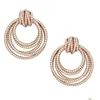 Stud Luxury Dangle Earring Micro Pave AAAAA Zircon 925 Sterling Sier Fine Party Drop Earrings For Women Bridal Jewelry Gift D DHSPH