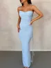 Party Dresses Women's Sexy Backless Ruched Maxi Dress Women Elegant Holiday Vestido Sling 2023 Spring Fashion Lady Club Clothes Y2303