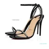 Avec la boîte Loubutins Christians Red-Bottomes Summer Lofty Heels Lady Sexy Sandals So Me Spiked Black Nuede Veau Velours Leather Cool Ankle Strap Women Wedding Party