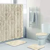 Shower Curtains Grunge Nature Damask Floral Pattern Victorian Antique Royal Bathroom Curtains Shower Curtain Set Baroque Bath Mat Rug Home Decor 230322