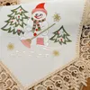 Koronkowy biegacz stołowy z haftowanymi kwiatami Snowmen TV Cover Cabinet Cover ręcznie robiona okładka stołowa do dekoracji świątecznej B03D 230322