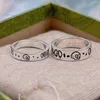 Klassiker Herren Designer Ring Liebesringe für Frauen Ghost Skull Luxus Ring verplattet Vintage Silber Letter Fashion Unisex Homme Bague