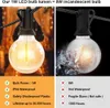 Utomhussträngsbelysningar 27ft, G40 Globe LED Patiosträngslampor 14 LED -glödlampor Dimble, UL -listade vattentäta plasthängande lampor Sträng för utsidan bakgård trädgård