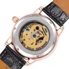Wristwatches 2023 Women Mechanical Watches Luxury Crystal Gold Skeleton Automatic Self-Wind Watch Casual Ladies